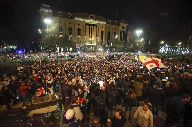 Wielkie protesty w Gruzji. Tłum wygwizdał Orbana 