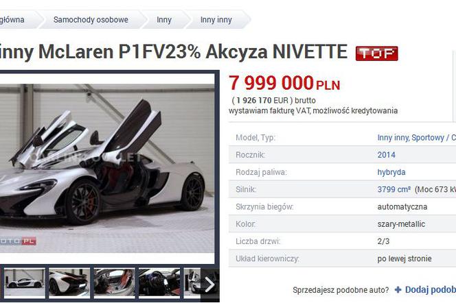 McLaren P1 wystawiony na sprzedaż