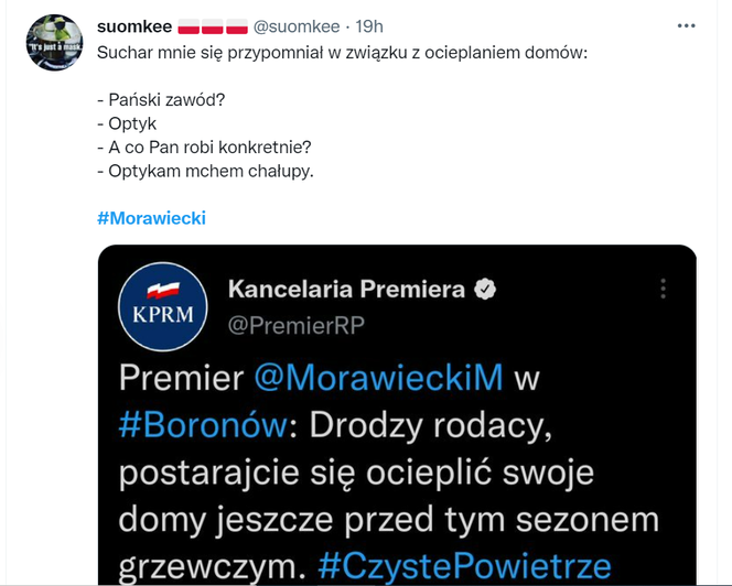 Memy po słowach Morawieckiego o ociepleniu domów