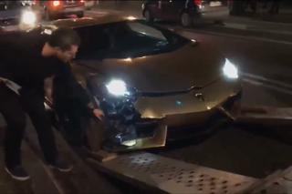 Złote Lamborghini Aventador rozbite w Warszawie!