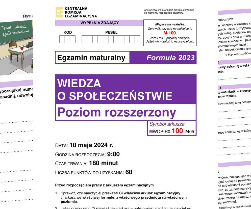 Matura 2024: WOS odpowiedzi, oficjalne arkusze CKE online do ściągnięcia NOWA FORMUŁA 2023 [piątek, 10 maja]