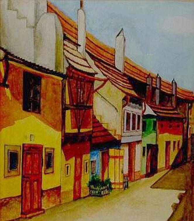 Złota uliczka, która namalowała Pani Beata w wieku 16 lat, mieści się w Pradze czeskiej, na wzgórzu Hradczany