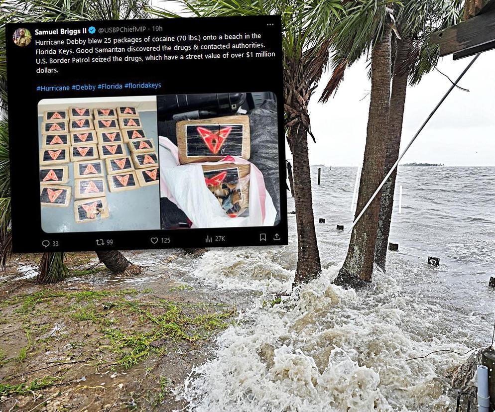 Huragan Debby wyrzucił na plaże kokainę wartą milion