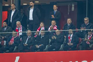 Karol Nawrocki na meczu Polska - Holandia