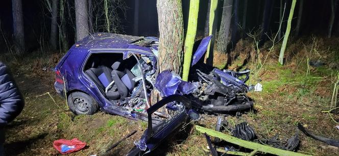 Śmiertelny wypadek pod Pleszewem. Dwóch nastolatków nie żyje. Kierujący volkswagenem nie miał uprawnień