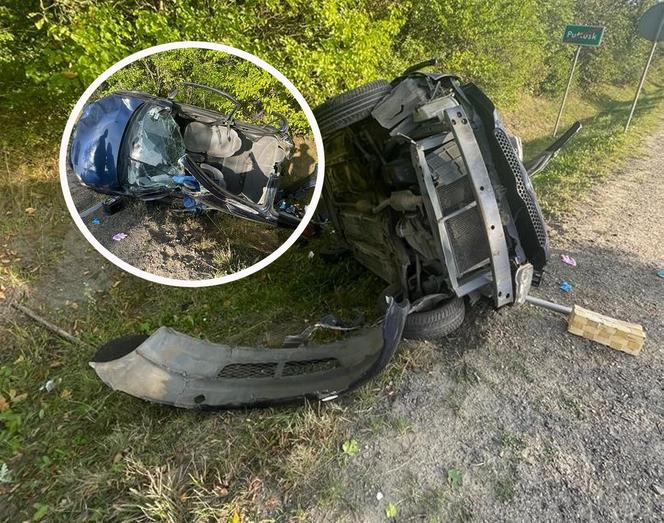 Toyota rozsypała się na kawałki. 21-latek roztrzaskał się na drodze pod Pułtuskiem