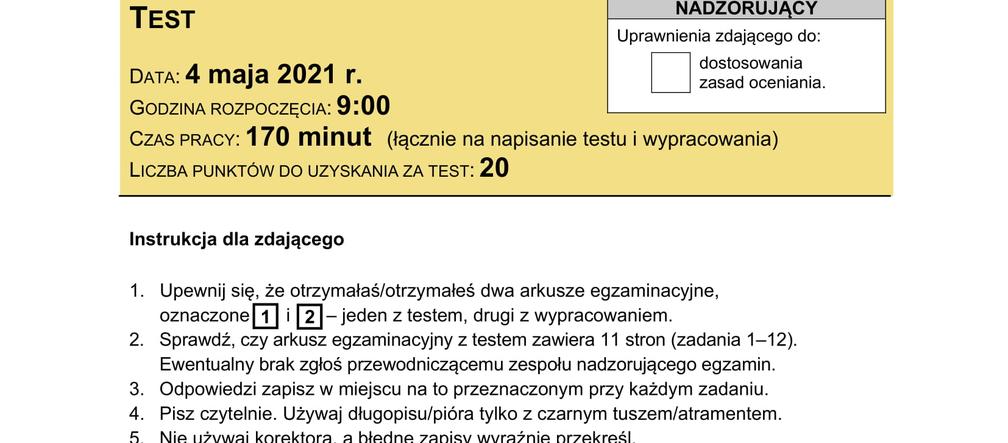 Matura 2021 język polski. Arkusze odpowiedzi, pytania CKE. Poziom podstawowy