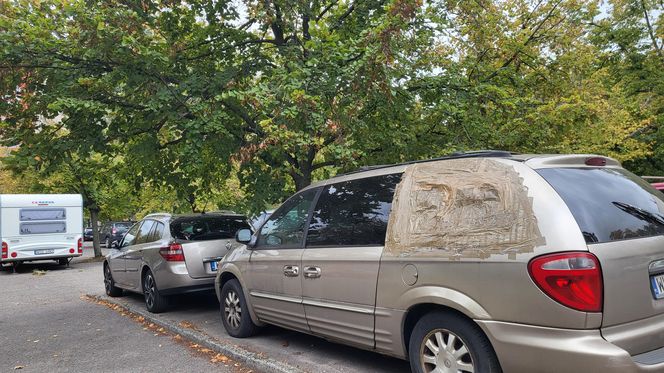 Zdewastowane auta na parkingu w Warszawie