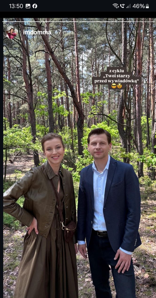 M jak miłość nowy sezon. Adam Karski (Patryk Szwichtenberg), Natalka (Dominika Suchecka) na planie