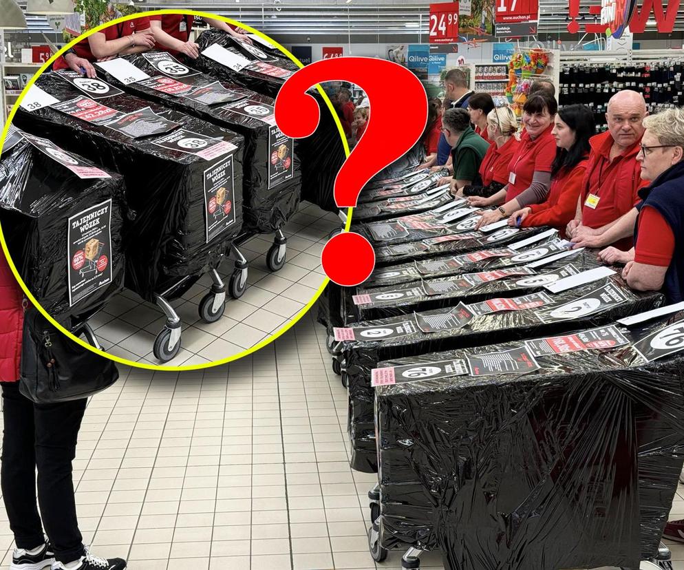 Tajemnicze wózki w Auchan! Klienci kupują „kota w worku”. Co jest w środku?