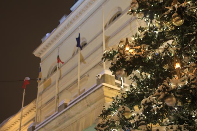 Śnieżny Lublin wieczorową porą