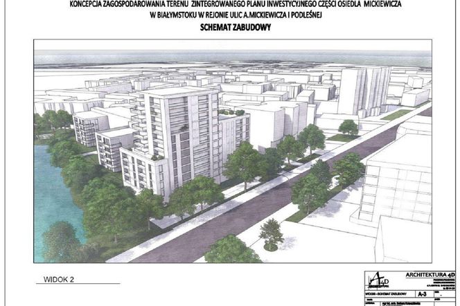 Planowany 38-metrowy blok na osiedlu Mickiewicza w Białymstoku