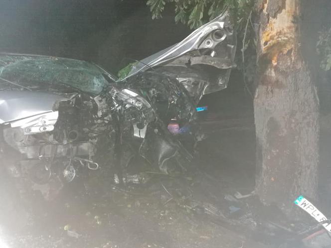 Koszmarny wypadek pod Płockiem! 30-latek zakleszczony w skodzie po uderzeniu w drzewo [ZDJĘCIA]