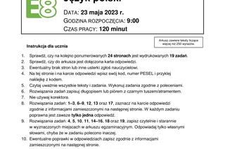 Odpowiedzi egzamin ósmoklasisty polski 2023. Arkusze CKE, klucz, temat wypracowania