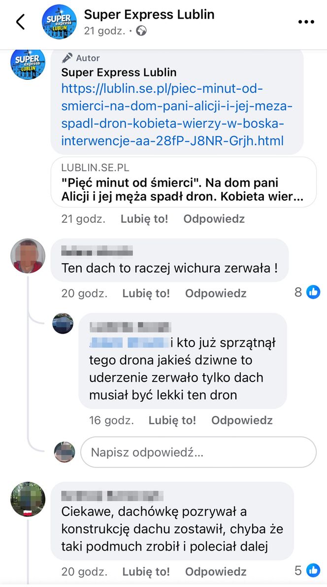 Dom we wsi Wyryki zniszczony przez burzę, a nie drona? Bzdura!