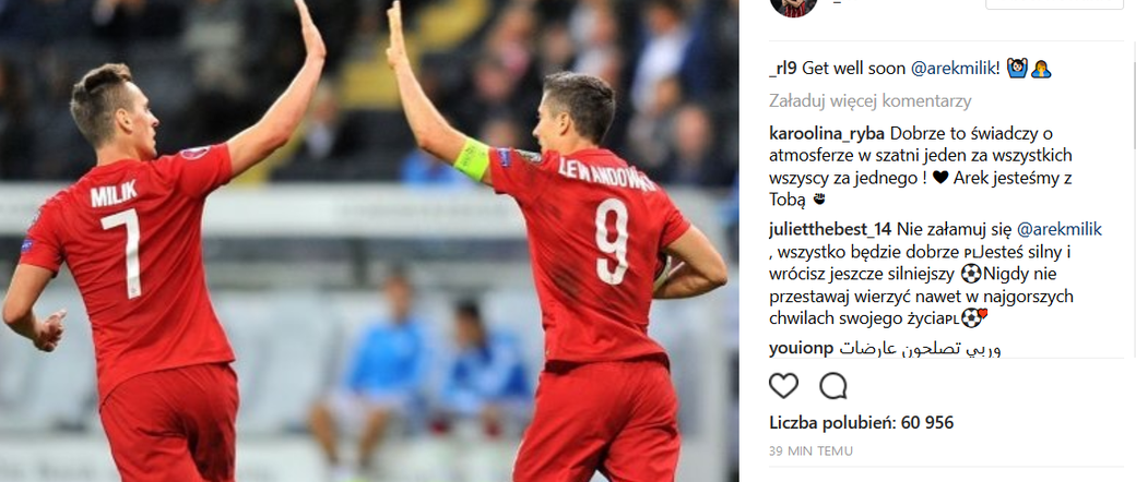 Robert Lewandowski wspiera Milika