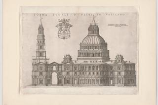 Bazylika św. Piotra w Rzymie, 1582, elewacja północna, rysownik i rytownik: Étienne Dupérac