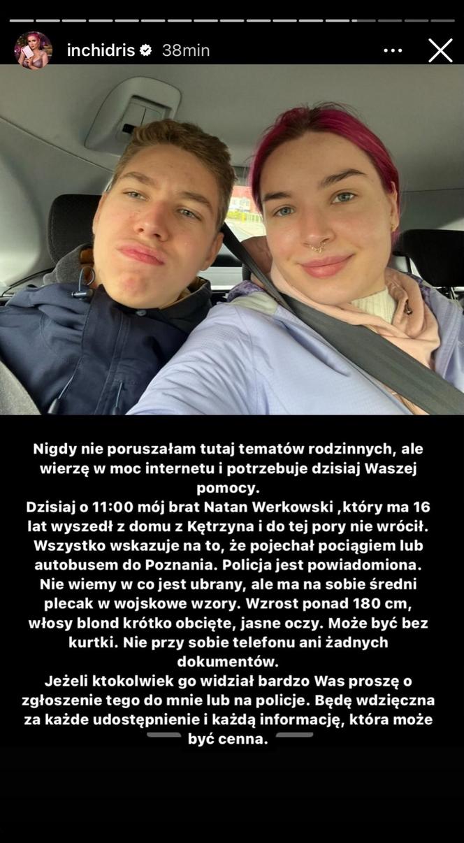 Zaginął brat gwiazdy TikToka, 16-letni Natan Werkowski