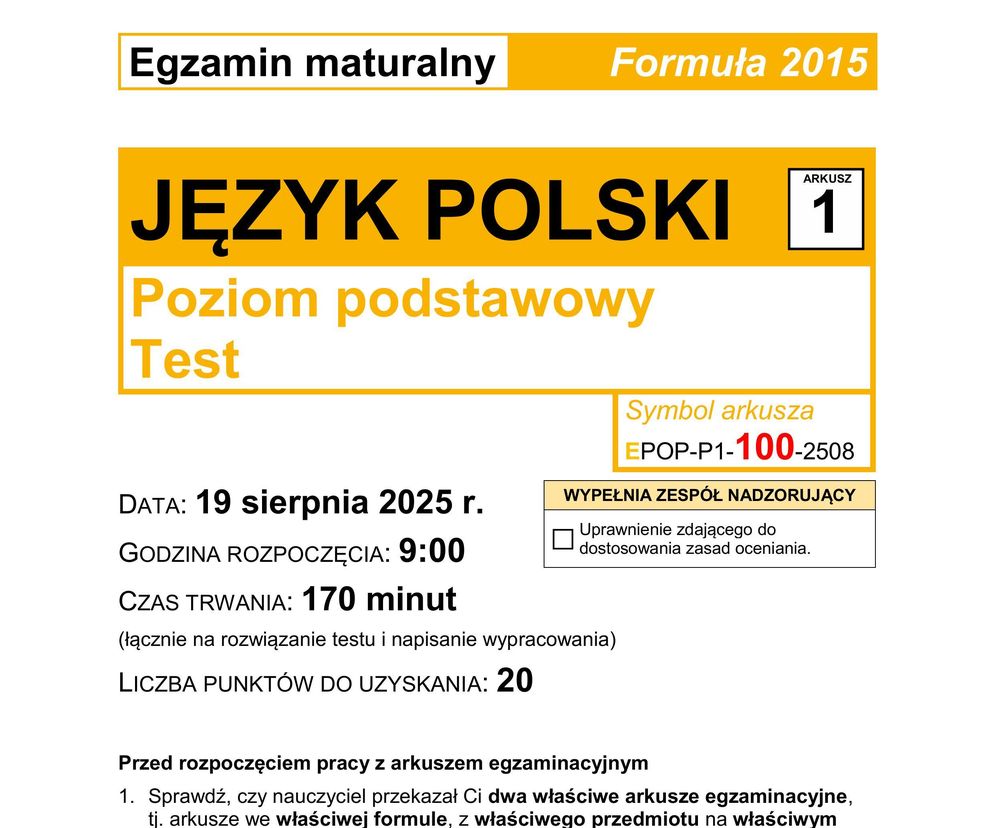 Matura 2025 FORMUŁA 2015