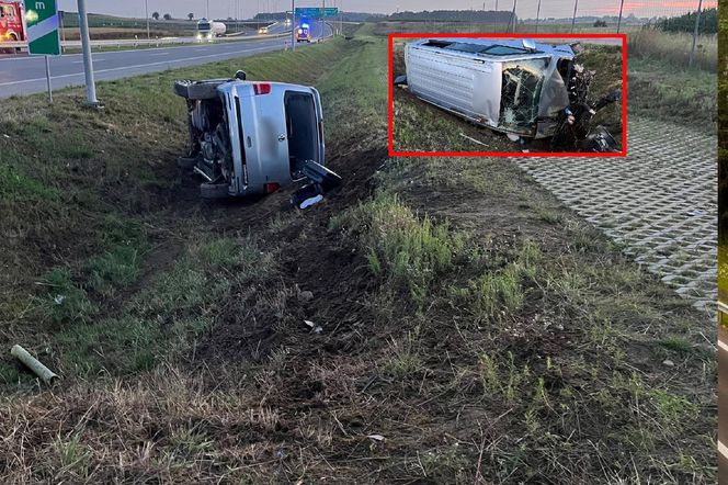 Poważny wypadek pod Łomżą. Bus wypadł z drogi. Wielu poszkodowanych
