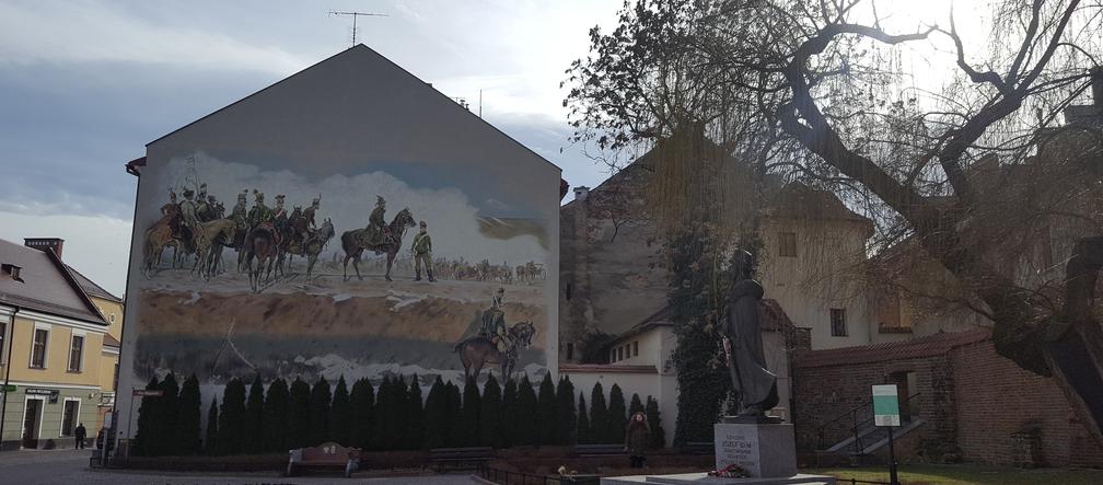 Mural z fragmentem Panoramy Siedmiogrodzkiej przy ulicy Wałowej 