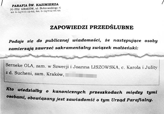 Joanna Liszowska i Ola Serneke wezmą ślub w Krakowie