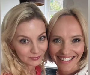 M jak miłość. Zdjęcie z planu. Jagoda (Katarzyna Kołeczek), Dorota (Iwona Rejzner) 