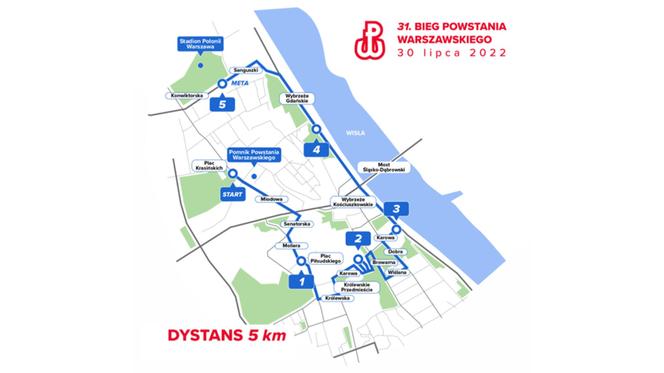 31. Bieg Powstania Warszawskiego - TRASA 5 KM