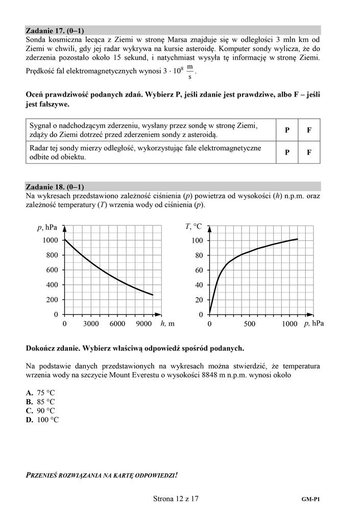 Egzamin gimnazjalny 2018 - część przyrodnicza