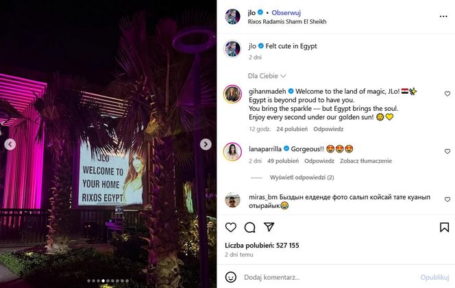 Wypoczywa w Egipcie po szaleństwach w Polsce! J. Lo wije się na hamaku