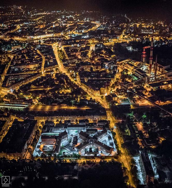 Wrocław nocą z lotu ptaka