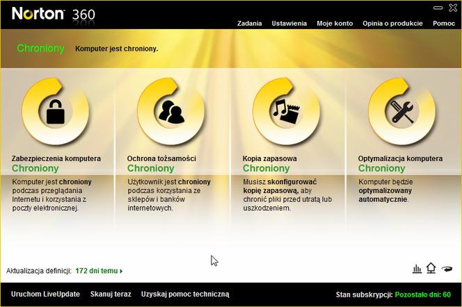 Polski Norton 360 4.0 - ekran główny