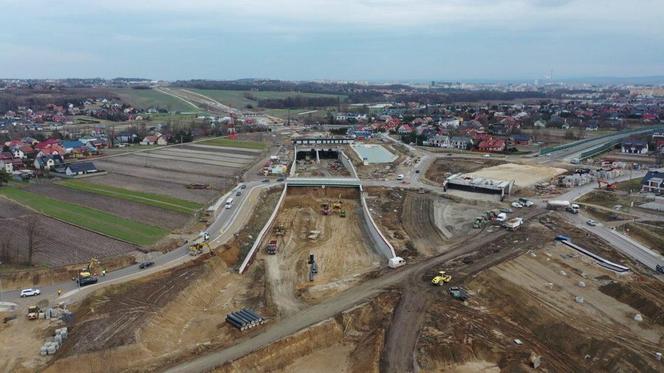 Budowa półnoicnej obwodnicy Krakowa ZDJĘCIA LUTY 2024