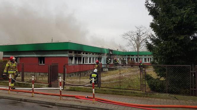 Ostrów Mazowiecka. Pożar opuszczonego budunku szkolnego.