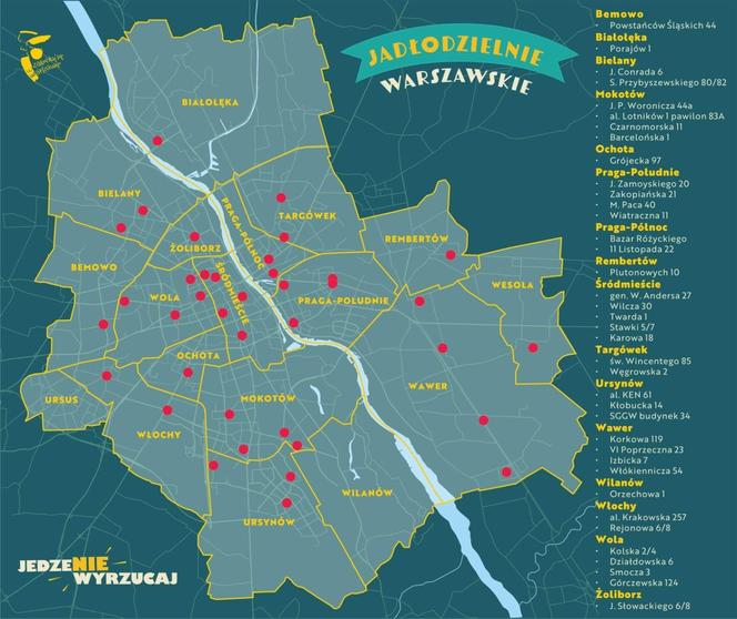 Mapa warszawskich jadłodzielni