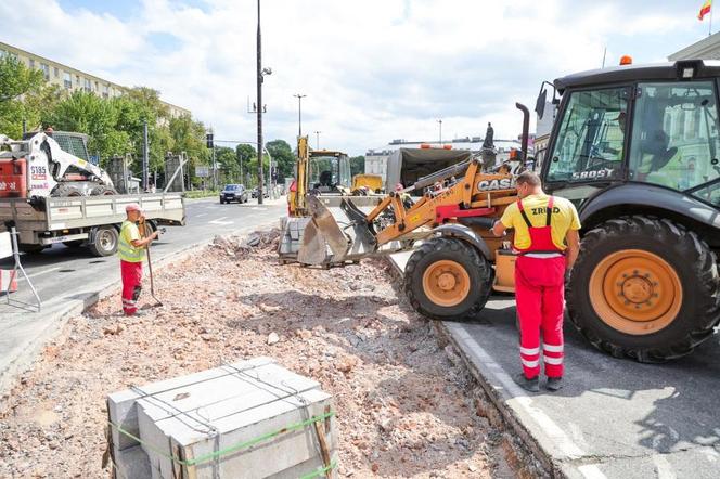 Warszawa. Prace budowlane na placu Bankowym