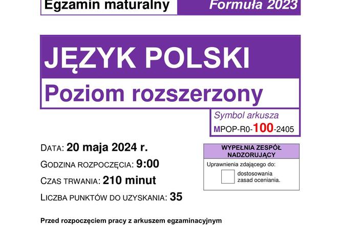 Matura 2024: język polski rozszerzony. ARKUSZ CKE NOWA FORMUŁA 2023