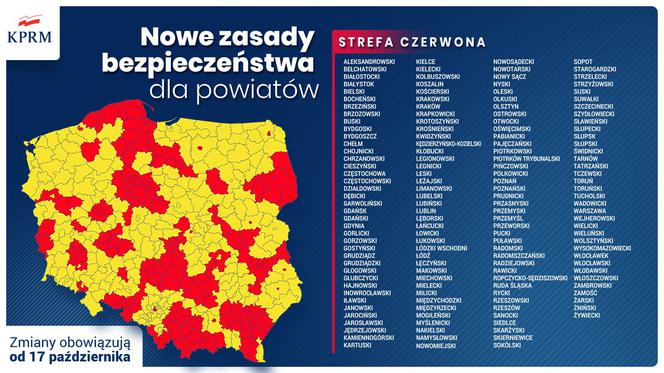 Które powiaty są w czerwonej strefie? Nowa mapa Ministerstwa Zdrowia