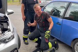 Portowa Straż Pożarna uratowała uwięzionego kotka. Był wielkości dłoni