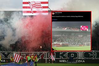 Demolka na stadionie Cracovii. Ogień i kibice na dachu