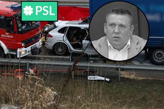 Tragiczny wypadek na S8. Nie żyje Tomasz Jakacki, prezes PSL z powiatu łomżyńskiego. Porsche zostało sprasowane