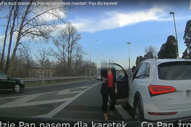Katowice: Kobieta szeryf w białym Audi ruga innego kierowcę. Jedzie pan pasem dla karetek [WIDEO]
