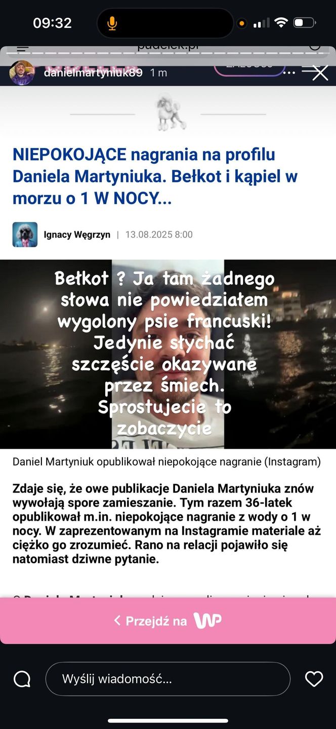 Daniel Martyniuk znów szokuje! Nocna kąpiel i dziwne pytania na Instagramie