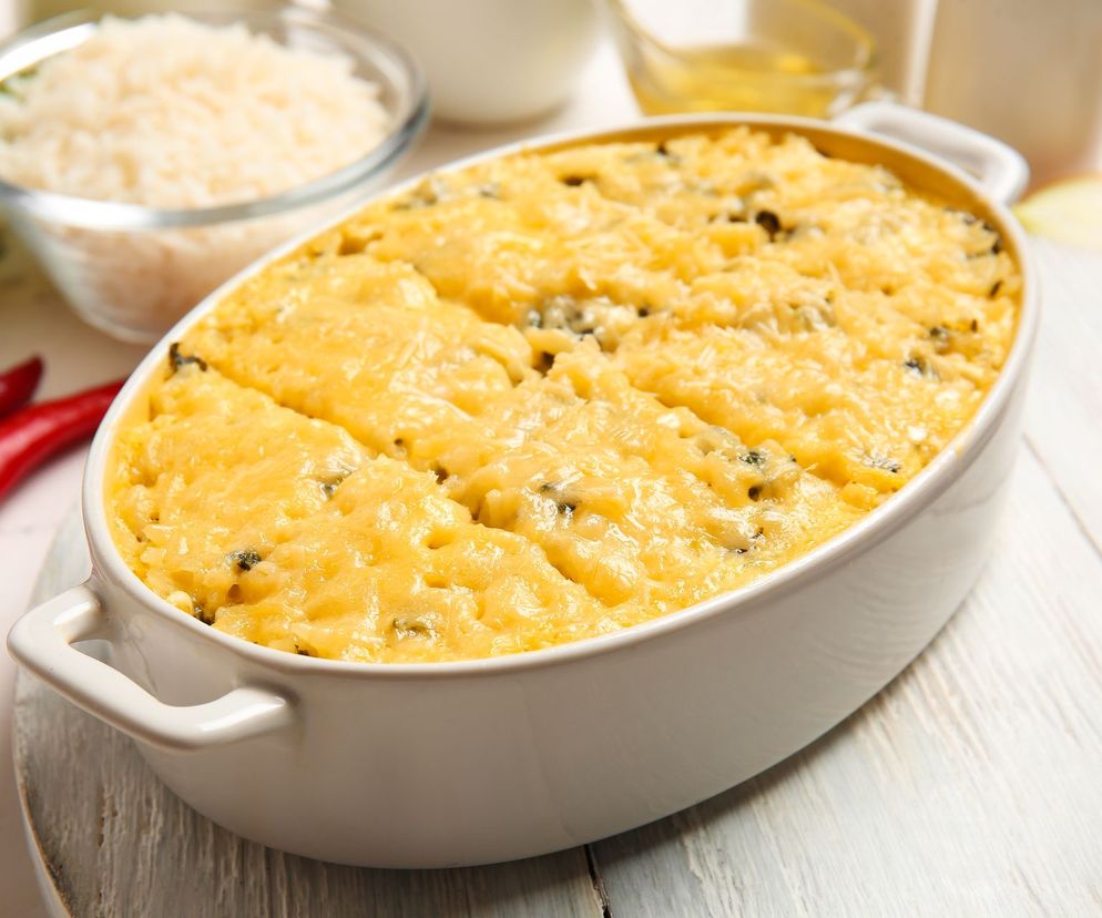 zapiekanka ryżowa z kurczakiem