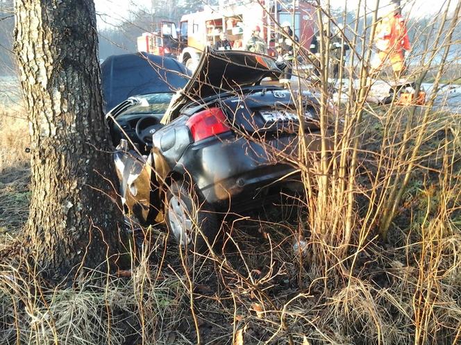 Świrydy. Tym autem jechała kobieta z 4-letnim dzieckiem. Toyota uderzyła w drzewo. Strażacy pokazali zdjęcia