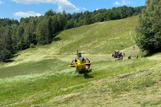 Wypadek ciągnika w Wierchomli 