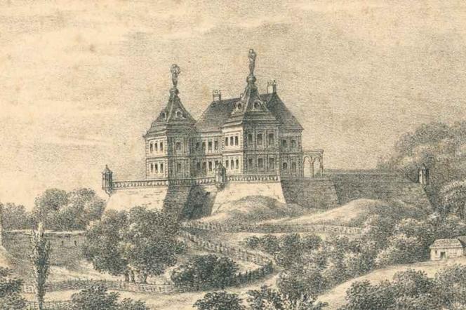 Palazzo in fortezza, Podhorce. Litografia Karola Auera, ok. 1830, Polona
