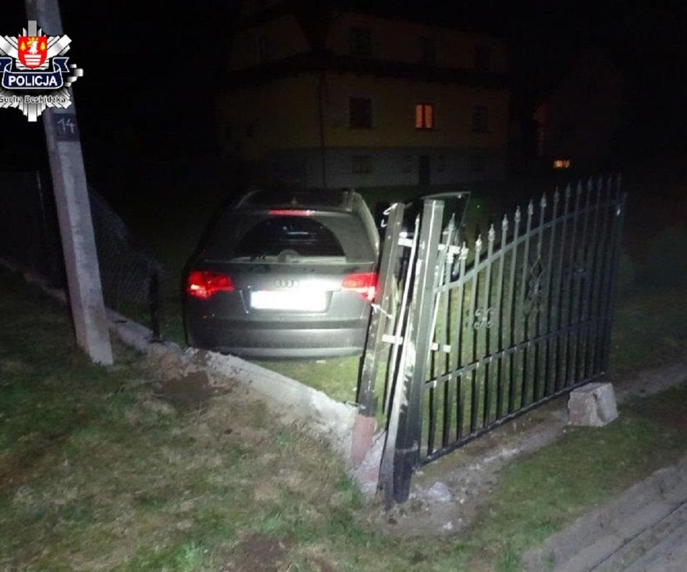 47-latek w audi staranował ogrodzenie. Zatrzymał się na cudzej posesji