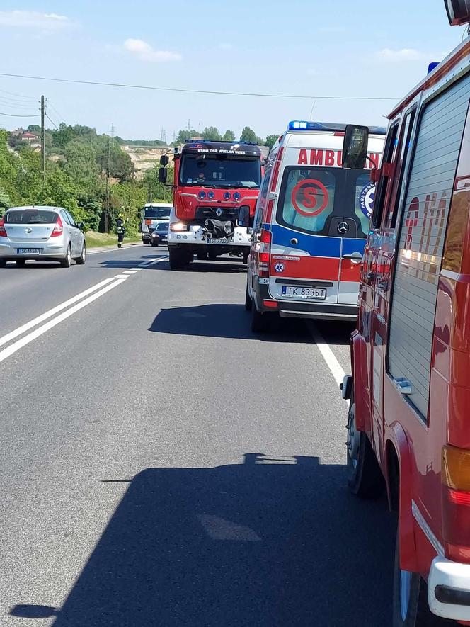 Wypadek na DK 42 w Parszowie. Auto wylądowało w rowie