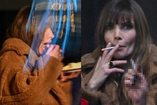 Agnieszka Dygant pali papierosy i zajada ciasto